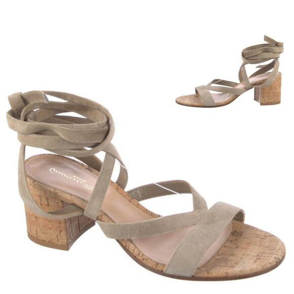 Gianvito Rossi Janis Beige Suede Wrap-Around Sandals Women's Size 7 (US) 37.5 - Picture 1 of 10